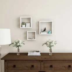Floating Shelves- Open Cube Wall Shelf Set With Hidden Brackets, 3 Sizes To Display Décor, Photos, More- Hardware Included By Lavish Home (White) -Furniture Sale Store GUEST 84c149ba a4e1 47bd 8df8 987a6a0bb2be