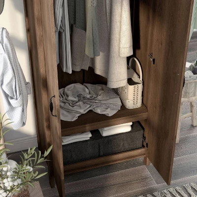 Andreasson Wardrobe Closet Distressed Walnut - HOMES: Inside + Out 5 Andreasson Wardrobe Closet Distressed Walnut - HOMES: Inside + Out - Image 5