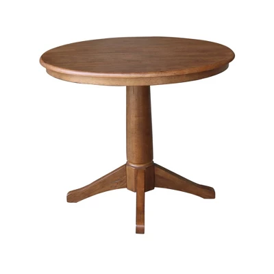 Lillian Round Top Pedestal Table With 12" Drop Leaf Distressed Oak - International Concepts 2 Lillian Round Top Pedestal Table With 12" Drop Leaf Distressed Oak - International Concepts - Image 2