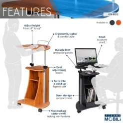 Sit To Stand Rolling Adjustable Height Laptop Cart With Storage Graphite - Techni Mobili -Furniture Sale Store GUEST 85c07fad 66ca 4a08 a213 59788837724c