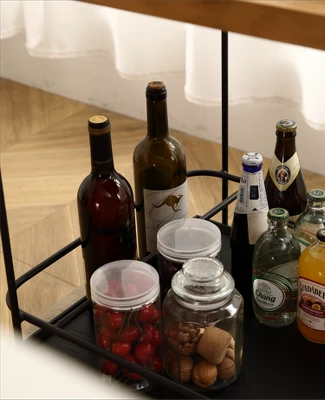 Freya 30.7 Inches White Rubber Finish/Top And Shelves With Carbon Steel Materials Bar Serving Carts- Maison Boucle 3 Freya 30.7 Inches White Rubber Finish/Top And Shelves With Carbon Steel Materials Bar Serving Carts- Maison Boucle - Image 3