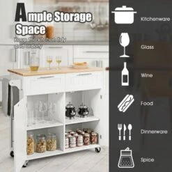 Costway Rolling Kitchen Cart Island Heavy Duty Storage Trolley Cabinet Utility White -Furniture Sale Store GUEST 86143d88 0177 4401 a3b5 bdced3ed682f