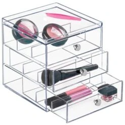 MDesign Plastic Glasses Storage Organizer Box, 3 Drawers -Furniture Sale Store GUEST 863e4a0a 006b 4b9c bf15 0d738a22877b