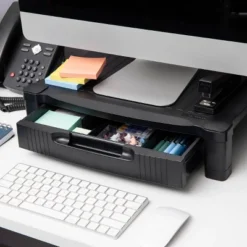 4" Plastic Monitor Stand With Drawer Black - Mind Reader -Furniture Sale Store GUEST 868286c7 ce90 4c7b 8f10 a3aecfbf437b