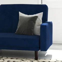 Emma And Oliver Plush Padded Upholstered Split Back Sofa Futon With Vertical Channel Tufting And Wooden Legs -Furniture Sale Store GUEST 86a3b819 ee06 4e85 8729 e98da70d9da2