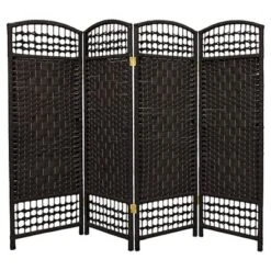 4 Ft. Tall Fiber Weave Room Divider (4 Panels) - Oriental Furniture