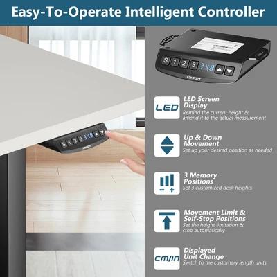 Costway Electric Adjustable Standing Up Desk Frame Dual Motor W/Controller WhiteBlackGrey 6 Costway Electric Adjustable Standing Up Desk Frame Dual Motor W/Controller WhiteBlackGrey - Image 6