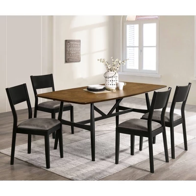 5pc Bernst Mid-Century Modern Dining Table Set Antique Oak/Black/Gray - MiBasics 1 5pc Bernst Mid-Century Modern Dining Table Set Antique Oak/Black/Gray - MiBasics