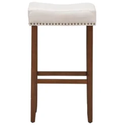 Costway Set Of 4 Nailhead Saddle Bar Stools 29'' Height W/ Fabric Seat & Wood Legs Gray/Beige -Furniture Sale Store GUEST 88705cf3 eb51 4945 b655 acff2888b9cc