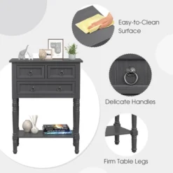 Costway Console Entryway Table W/ 3 Drawers Open Shelf For Hallway Living Room Dark Grey -Furniture Sale Store GUEST 88784a2a 9247 4e4b b24c 8d3d696ae6f7