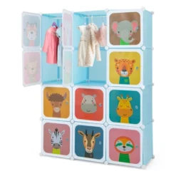 Costway 12-Cube Kids Wardrobe Baby Dresser Bedroom Armoire Clothes Hanging Closet With Door Blue/Pink 20 Costway 12-Cube Kids Wardrobe Baby Dresser Bedroom Armoire Clothes Hanging Closet With Door Blue/Pink -Furniture Sale Store GUEST 89f70eab 03f1 4d63 9413 06e0afc9ce2e