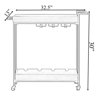 Vintiquewise Metal Wine Bar Serving Cart With Rolling Wheels, Wine Rack, And Glass Holder 3 Vintiquewise Metal Wine Bar Serving Cart With Rolling Wheels, Wine Rack, And Glass Holder - Image 3