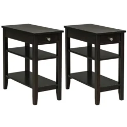 Costway 2PCS 3-Tier End Table Sofa Side Table Nightstand W/ Shelf & Drawer -Furniture Sale Store GUEST 8a17bc87 c028 4925 955f a2b748e655f1