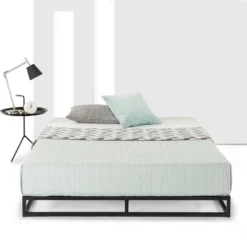 6" Modernista Low Profile Metal Platform Bed Frame Black - Mellow
