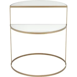 Kensington Hill Modern 2-Tier Half-Moon Gold Accent Side End Table 25" X 22 1/4" White Tempered Glass For Living Room Bedroom Home -Furniture Sale Store GUEST 8b0b166c fd71 48e5 a8f9 7b3c9976fdd6
