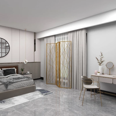 Glam Metal Geometric Room Divider Screen Gold - Olivia & May 13 Glam Metal Geometric Room Divider Screen Gold - Olivia & May - Image 13