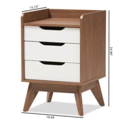 Brighton Mid - Century Modern Wood 3 - Drawer Storage Nightstand - Brown - Baxton Studio -Furniture Sale Store GUEST 8b324236 da1e 4436 8bdc 5805f9300230