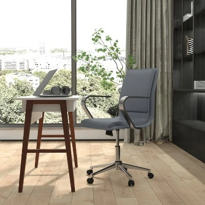 Emma And Oliver Modern Upholstered Mid-Back Home Office Chair With Arms And 5 Star Base 1 Emma And Oliver Modern Upholstered Mid-Back Home Office Chair With Arms And 5 Star Base