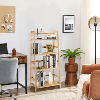 Costway 4-Tier Bookshelf Bamboo Ladder Shelf Bathroom Shelves Storage Plant Stand Rack 2 Costway 4-Tier Bookshelf Bamboo Ladder Shelf Bathroom Shelves Storage Plant Stand Rack - Image 2