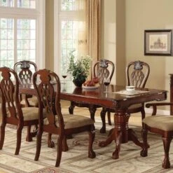 BelliereĀ Elegant Carved Double Pedestal Extendable Dining Table Red - HOMES: Inside + Out