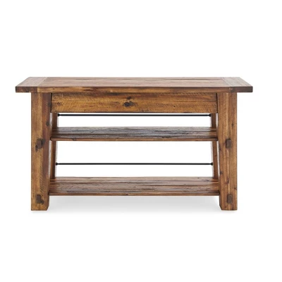 Durango Industrial Wood Console/Media Table With Two Shelves Dark Brown - Alaterre Furniture 2 Durango Industrial Wood Console/Media Table With Two Shelves Dark Brown - Alaterre Furniture - Image 2