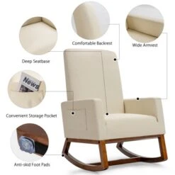 Tangkula Mid Century Rocking Chair Comfortable Rocker Modern High Back Armchair Beige 12 Tangkula Mid Century Rocking Chair Comfortable Rocker Modern High Back Armchair Beige -Furniture Sale Store GUEST 8dc0067c d190 4b77 bf61 16c389d995b2