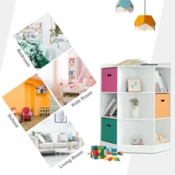 Costway 3-Tier Kids Storage Shelf Cubes W/3 Baskets Corner Cabinet Organizer White -Furniture Sale Store GUEST 8e463f1e 2572 4b24 84e8 4075ebff0b8a