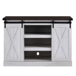 Edyo Living Rustic Farmhouse Wood TV Stand Media Console Table With Sliding Barn Doors And Adjustable Shelves For TVs Up To 65 Inches -Furniture Sale Store GUEST 8e8f3afe b74a 4606 841b 43fa3f1bca90