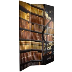 6" Double Sided Library Canvas Room Divider Brown - Oriental Furniture -Furniture Sale Store GUEST 8f67ac04 2fd8 49f5 8613 bd3dacb249de
