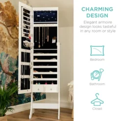 Best Choice Products 6-Tier Standing Mirror Lockable Storage Organizer Cabinet Armoire W/ LED Lights -Furniture Sale Store GUEST 8f8ec242 b1e6 4edc 95dc 50c3a5496937