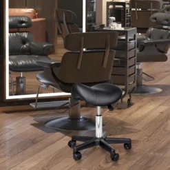 HOMCOM Rolling Saddle Stool, Swivel Salon Chair, Ergonomic Faux Leather Stool, Adjustable Height With Wheels For Spa, Salon, Massage, Office, Black -Furniture Sale Store GUEST 8fcfd4ad f57f 4354 bd55 4dd5d19167dc