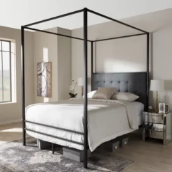 Queen Eleanor Vintage Industrial Finished Metal Canopy Bed Black - Baxton Studio 13 Queen Eleanor Vintage Industrial Finished Metal Canopy Bed Black - Baxton Studio -Furniture Sale Store GUEST 903decbf d528 4ad9 b8e8 ed383609a9a9