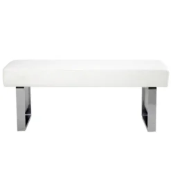 Amanda Faux Leather Bench White - Armen Living