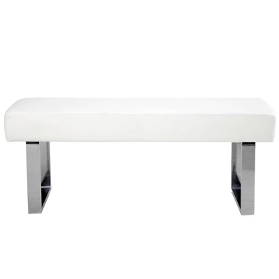 Amanda Faux Leather Bench White - Armen Living 1 Amanda Faux Leather Bench White - Armen Living