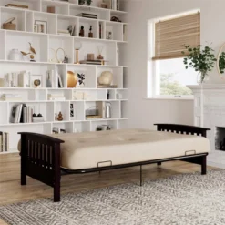 Full Size Holly Espresso Wood Arm Futon Frame With 6" Microfiber Mattress Tan - Room & Joy -Furniture Sale Store GUEST 910964fc 8fa3 4ccf af81 67135fc2c305