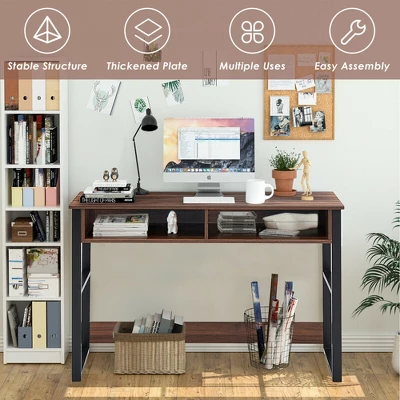 Costway Home Office Computer Desk 2 Drawers Makeup Vanity Console Table Vintage 4 Costway Home Office Computer Desk 2 Drawers Makeup Vanity Console Table Vintage - Image 4