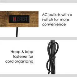 Yaheetech 5-Tier 56" H Baker’s Rack With Wire Basket & Power Outlets, Rustic Brown -Furniture Sale Store GUEST 914a69db e2fd 4c7b b7ca f7920bd901a2