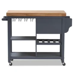 Sunderland Coastal And Farmhouse Natural Wood Kitchen Cart Gray, Light Brown - Baxton Studio -Furniture Sale Store GUEST 917c0c4e bfbb 4035 8b03 28dddba67c8f