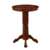 42" Wood Pub Bar Table With Sunburst Design And Carved Pedestal Dark Brown - Benzara