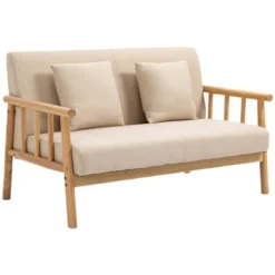 HOMCOM 48" 2 Seater Couch For Small Spaces, Modern Loveseat Sofa For Bedroom, Living Room Furniture, & More, Upholstered Small Couch, Beige 7 HOMCOM 48" 2 Seater Couch For Small Spaces, Modern Loveseat Sofa For Bedroom, Living Room Furniture, & More, Upholstered Small Couch, Beige -Furniture Sale Store GUEST 923e6627 f0d3 42ef bd69 b3969b63c88e