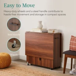 Best Choice Products Multipurpose Folding Table W/ Built-in Wheels, 3 Storage Shelves, Cubby, Carrying Handle -Furniture Sale Store GUEST 9272bbdf 9826 4fd9 b0e5 625fbb2705bf