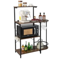 Costway Kitchen Bakers Rack Microwave Stand Coffee Bar W/ S-Hooks & Stemware Holder 17 Costway Kitchen Bakers Rack Microwave Stand Coffee Bar W/ S-Hooks & Stemware Holder -Furniture Sale Store GUEST 93039e46 45b5 4d43 b50a 1c9a56c6110d