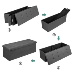 Costway Fabric Folding Storage Ottoman Storage Chest W/Divider Bed End Bench Light GreyDrak GreyNavy -Furniture Sale Store GUEST 93332f3a 89fb 4a29 b3bf 576d33e48682