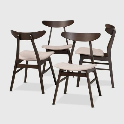 Set Of 4 Britte Fabric Upholstered Wood Dining Chairs - Baxton Studio 5 Set Of 4 Britte Fabric Upholstered Wood Dining Chairs - Baxton Studio - Image 5