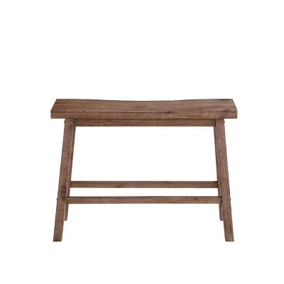 Saddle Seat Wooden Bench With Canted Frame Brown - Benzara 1 Saddle Seat Wooden Bench With Canted Frame Brown - Benzara