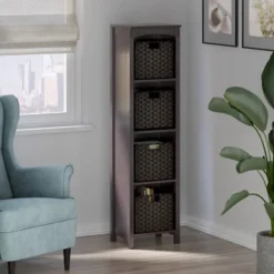 55.98" 5pc Terrace Storage Shelf With Baskets Espresso/Chocolate - Winsome -Furniture Sale Store GUEST 93a73541 0cbb 4acb a6ee 354004ada3fe