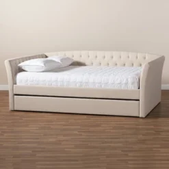 Delora Upholstered Daybed With Trundle Beige - Baxton Studio -Furniture Sale Store GUEST 93f7d579 9dec 4b75 b063 bba5e108b395
