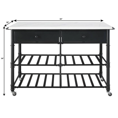 50" Emery Kitchen Island White Cultured Stone/Gray Finish - Acme Furniture 3 50" Emery Kitchen Island White Cultured Stone/Gray Finish - Acme Furniture - Image 3