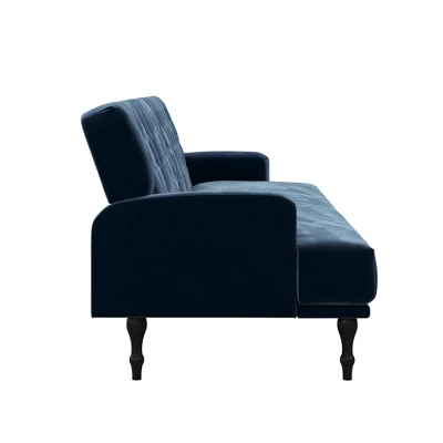 Lyla Upholstered Velvet Futon Blue - Room & Joy 5 Lyla Upholstered Velvet Futon Blue - Room & Joy - Image 5
