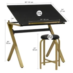2pc Stellar Drawing Table With 36" Adjustable Top With Stool Set Black/Gold - Studio Designs 33 2pc Stellar Drawing Table With 36" Adjustable Top With Stool Set Black/Gold - Studio Designs -Furniture Sale Store GUEST 9556e63f 2e6e 4b09 a609 5ca8034b2e5e